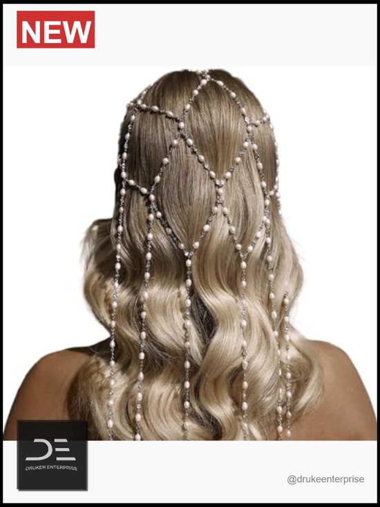 Multi-layered Pearl Tassel Hair Chain Headpiece Bridal Wedding Hairband main image 4